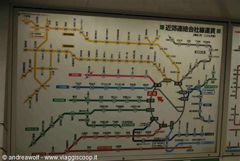 Mappa dei treni locali di Tokyo