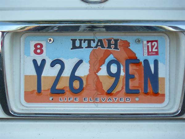 UTAH Car Plate