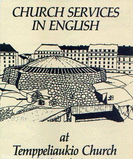 Helsinki, la chiesa temppeliaukio in un volantino