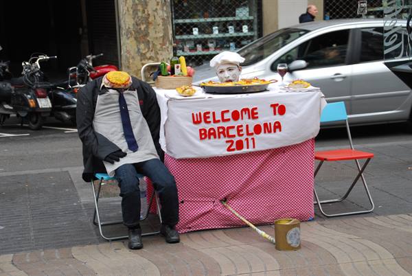 Artista di strada sulla Rambla