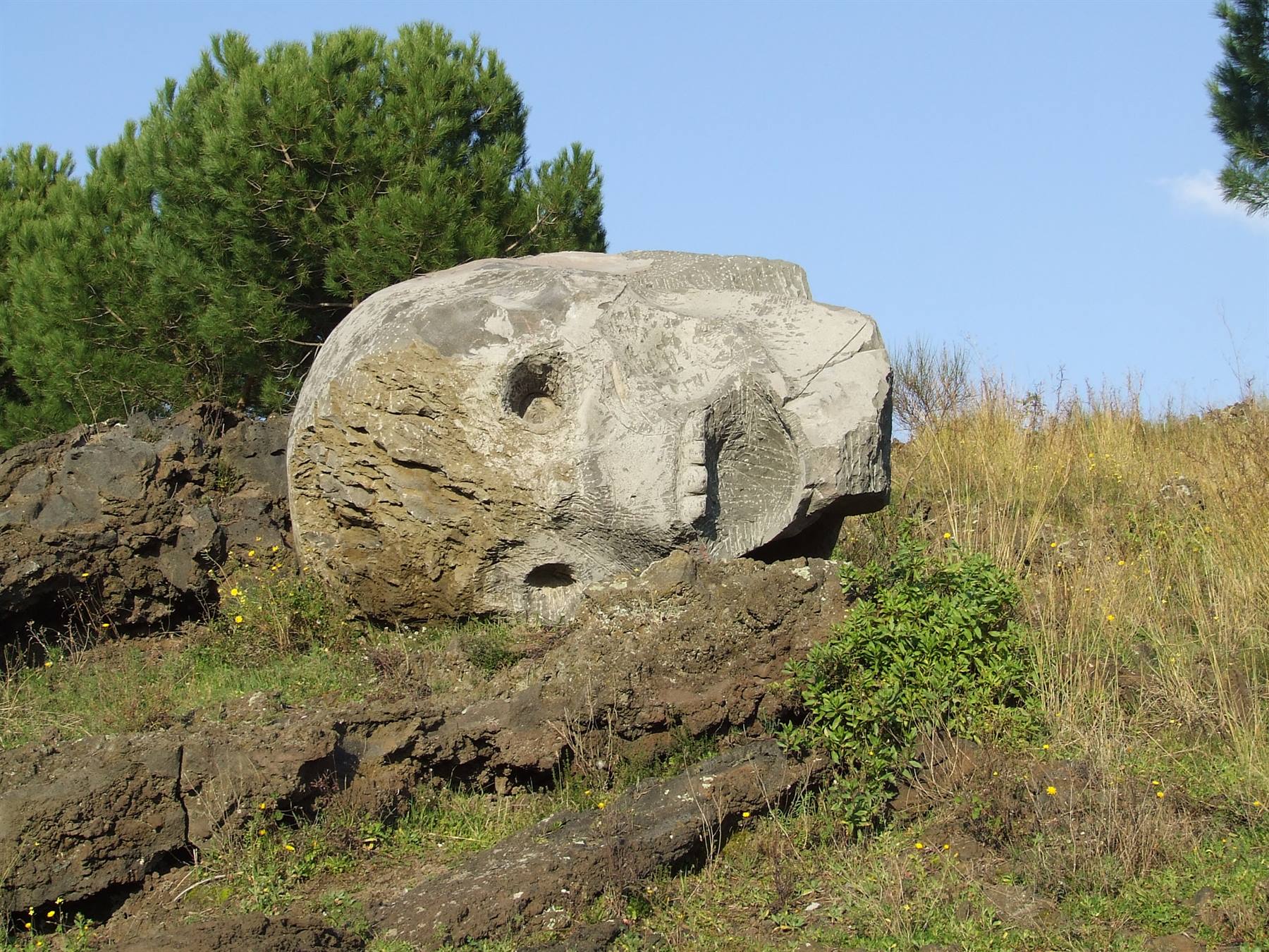 AREA VESUVIANA - Testa scolpita nella lava