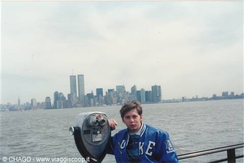 Le Twin towers viste da Ellis Island