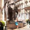 tilde davanti alla famosa fontana dell'elefante a chambery FRANCIA 