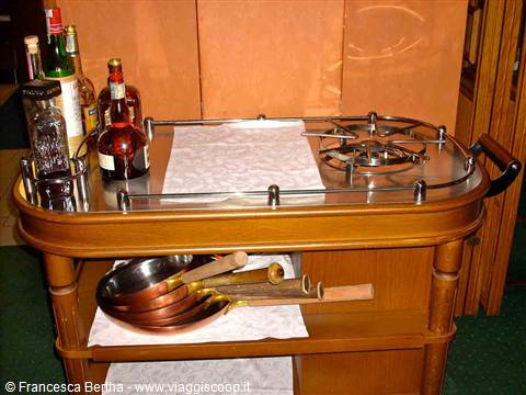 Il carrello del flambè del Ristorante La Quinta