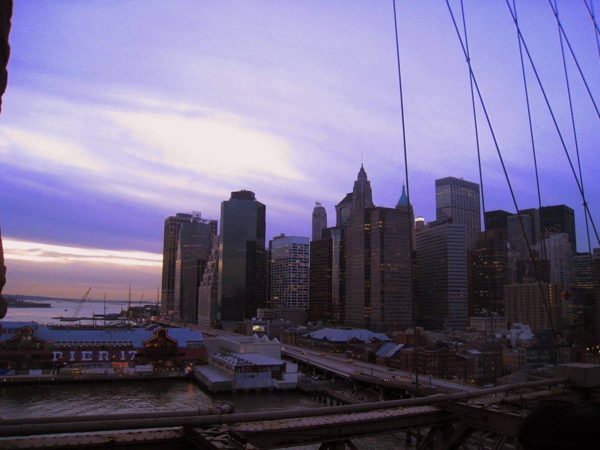 Il panorama di Lower Manhattan visto dal ponte di Brooklyn