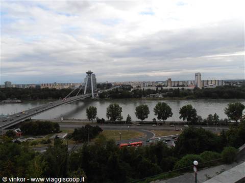 il ponte nuovo col ristorante sospeso a Bratislava