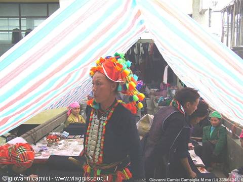 Mercato di Sapa-donna di etnia Zdong