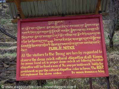 un avvertimento in bhutan