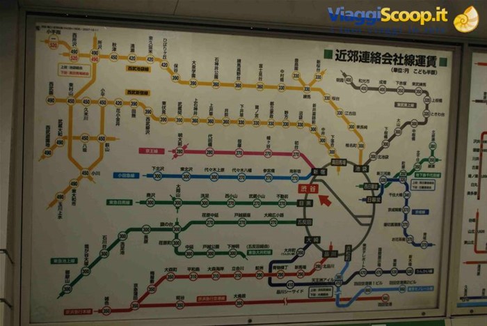 Mappa dei treni locali di Tokyo