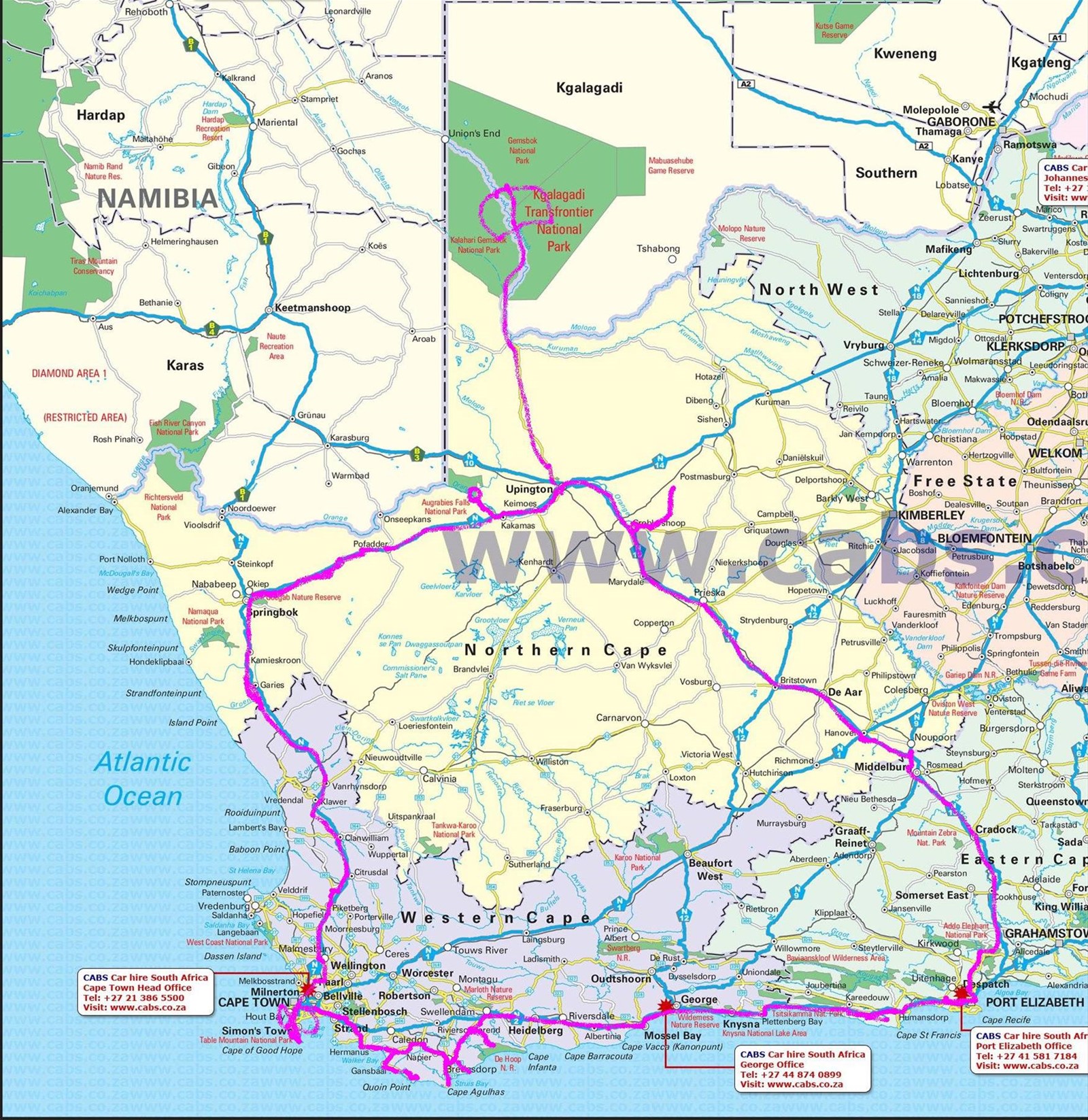 mappa con segnato in rosa il nostro itinerario