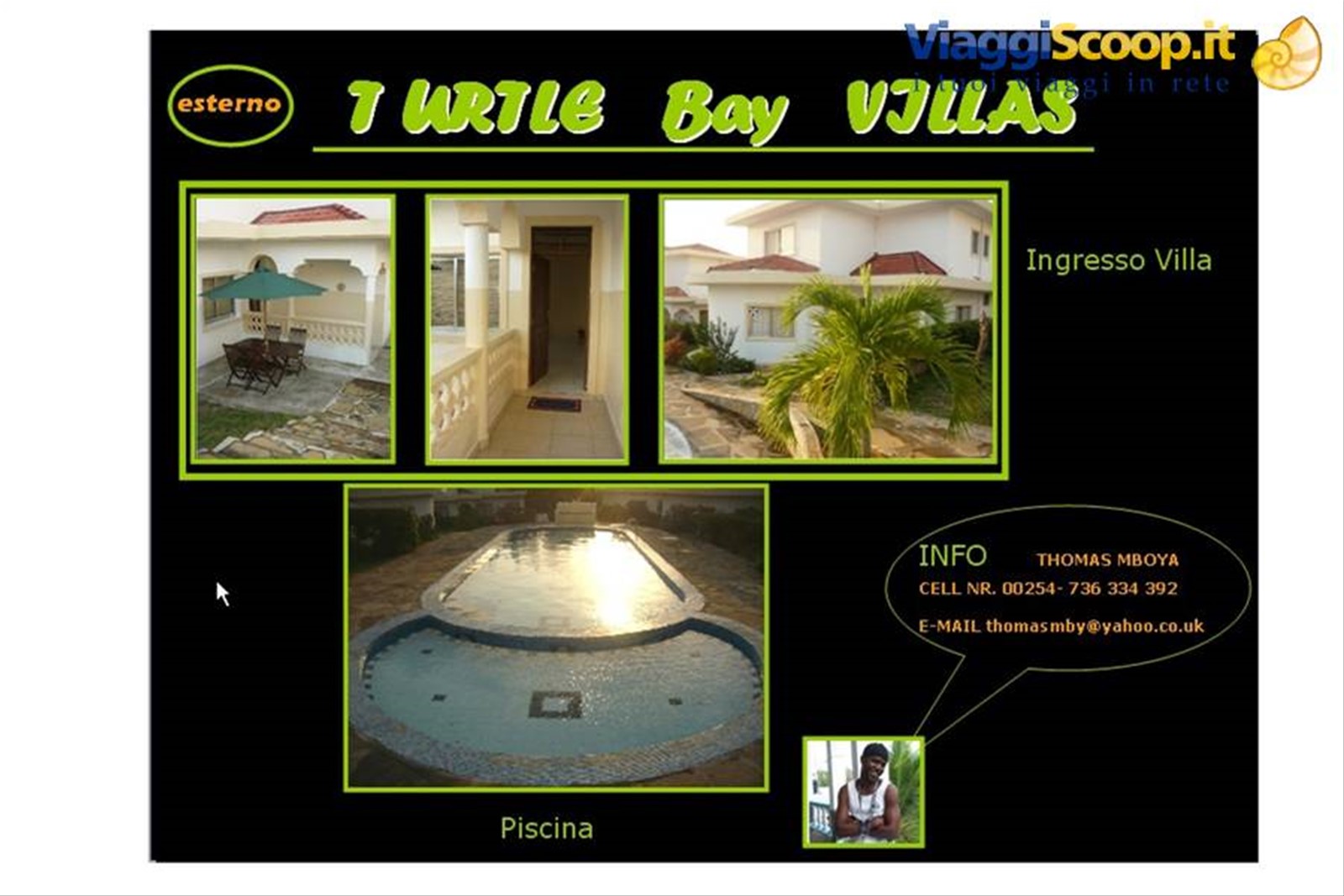 Turtle Bay Villas - alloggio -vista esterno - Thomasmby@yahoo.co.uk tel 00254/736334392