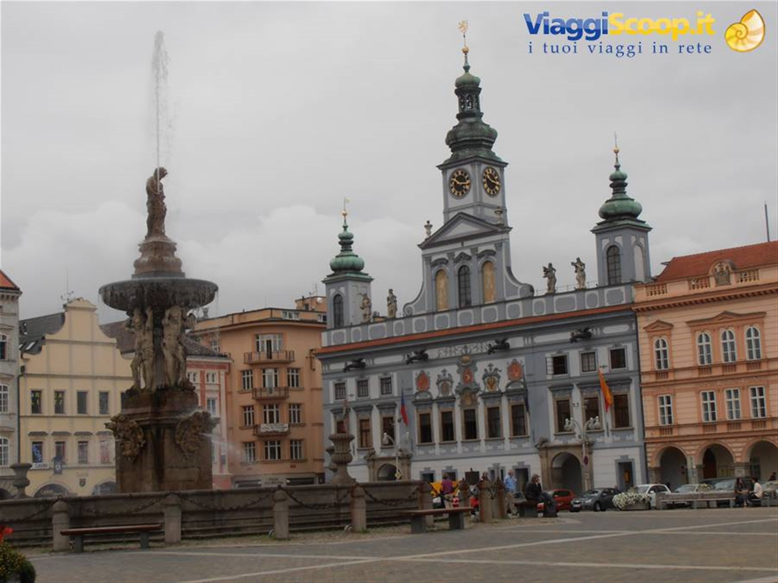 il municipio e la fontana di Ceske Budejovice