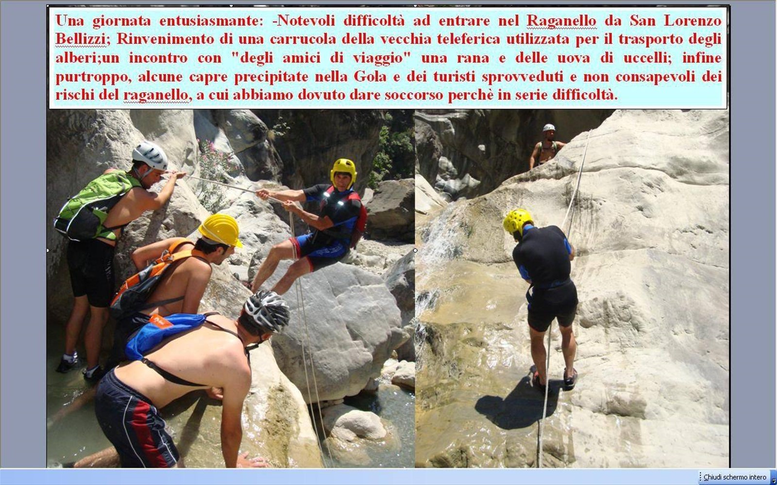 discesa delle Gole del Raganello