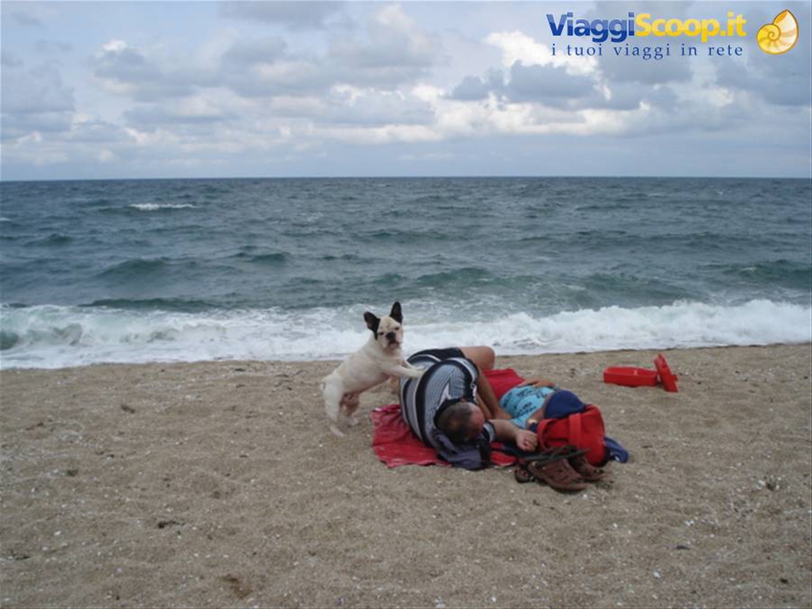 scena comica in spiaggia a Sinemorets