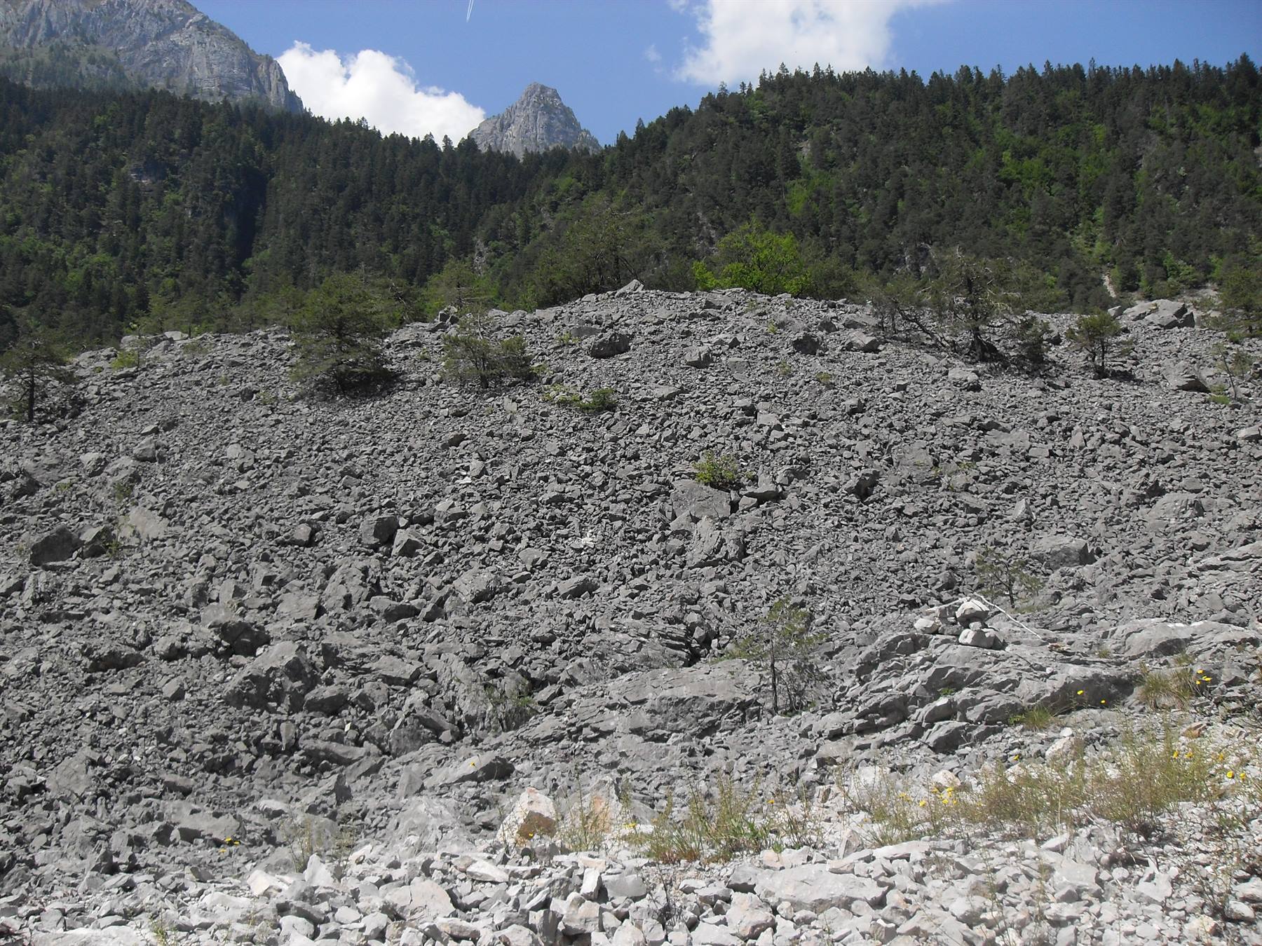 frana verso il lago di Tovel