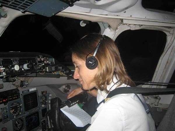 Francesca ai comandi di volo