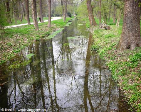 riflessi sul corso d'acqua nel parco del castello