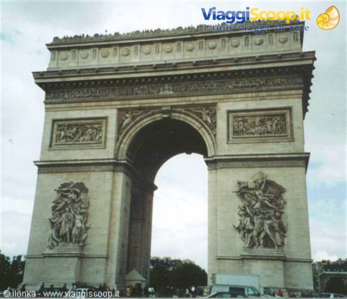 l'arco di trionfo sulla via piu' famosa di parigi