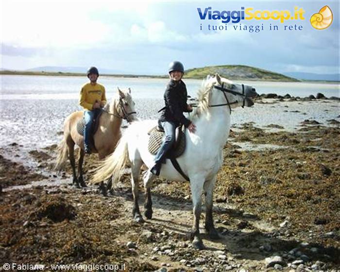 a cavallo nel fiordo della baia di Galway 