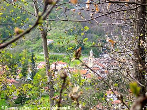 Il paese che s'intravede tra la vegetazione