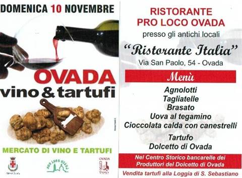 Ovada Vino & Tartufi 2013 - Domenica 10 novembre nel centro storico