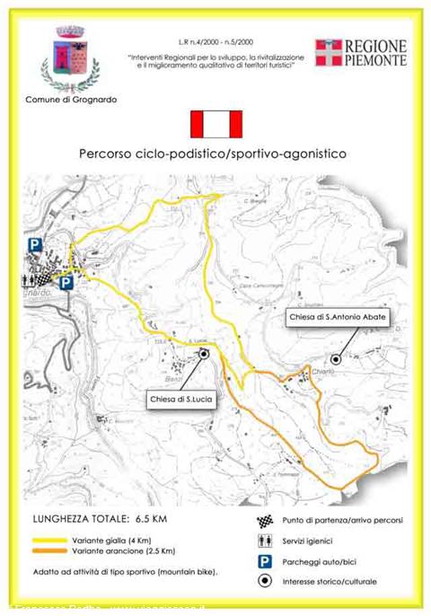 Mappa del Percorso ciclo-podistico giallo