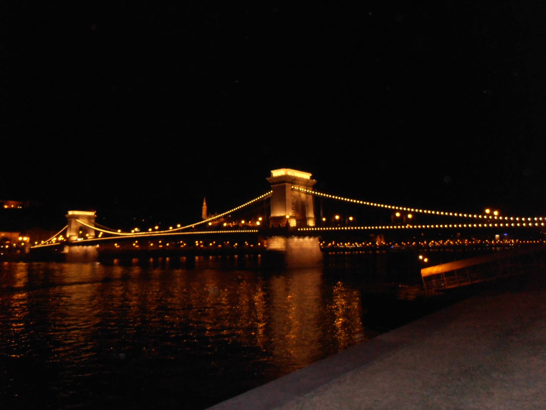 veduta notturna del ponte delle catene