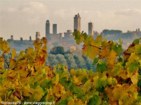 Castelli e borghi medievali in Toscana. San Gimignano (SI) fra le viti di vernaccia