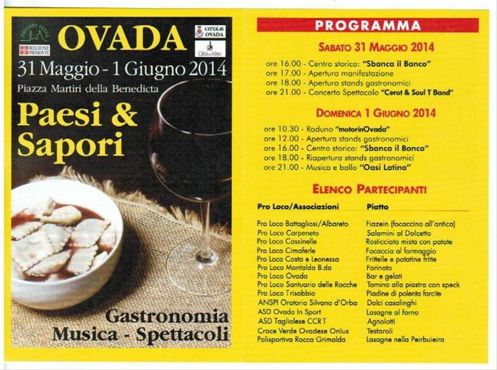 paesi e Sapori - Il raduno del gusto a Ovada (AL) 31 maggio - 1 giugno 2014