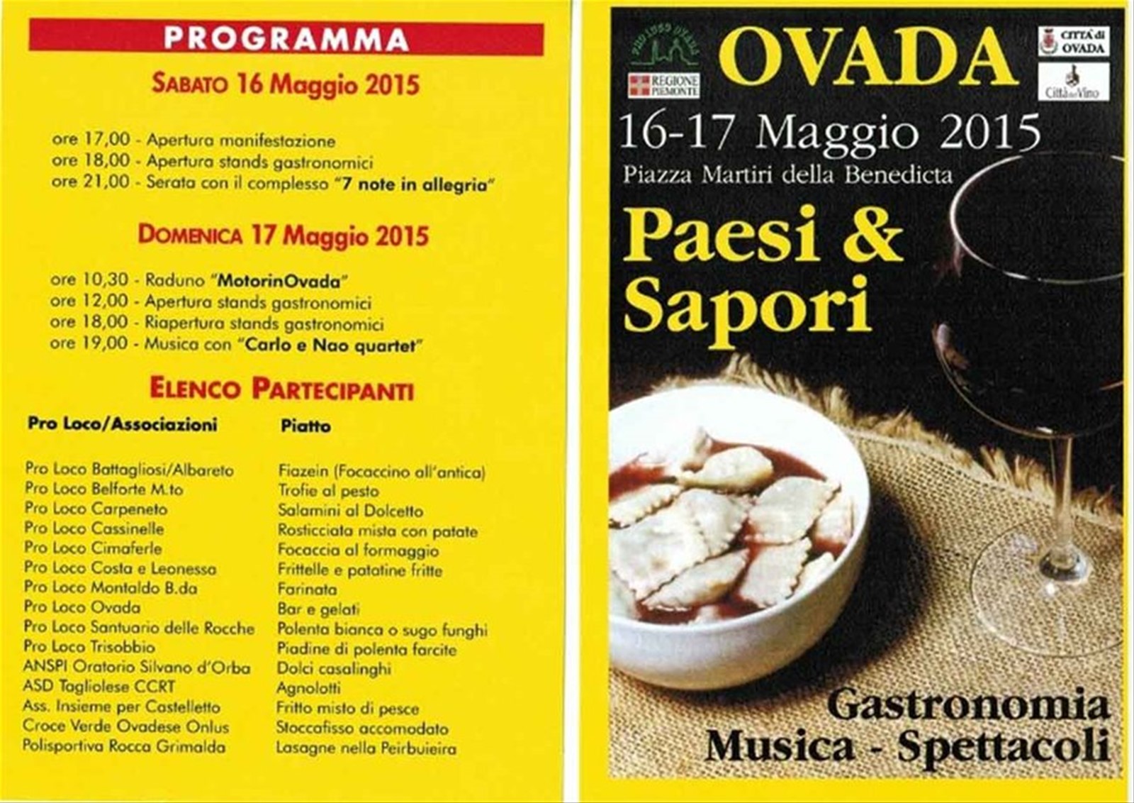 PAESI E SAPORI - OVADA (Alessandria) 16-17 Maggio 2015